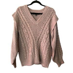 Oak & Trellis cable and loose knit v-neck sweater